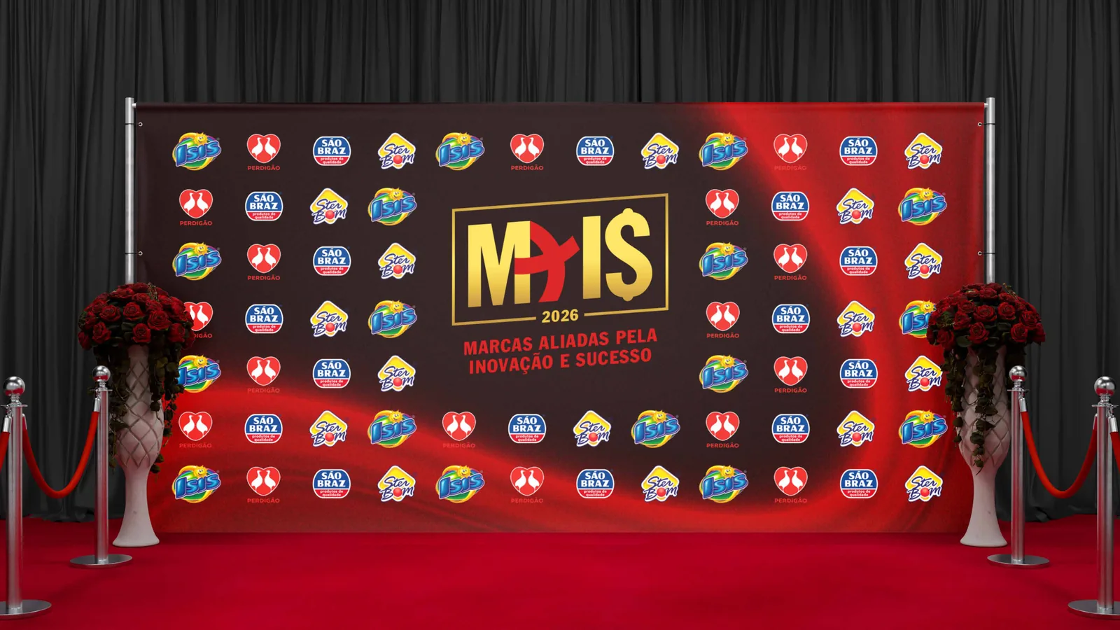 Backdrop do evento MAIS 2026